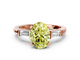 Rose gold Fancy Yellow Oval  Cut Diamond Solitaire Ring with Tapered Baguette Accents and Four-Prong Setting_59