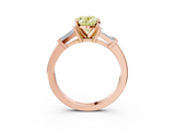 Rose gold Fancy Yellow Oval  Cut Diamond Solitaire Ring with Tapered Baguette Accents and Four-Prong Setting_62