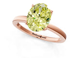 Rose gold Fancy Yellow Oval Cut Diamond Solitaire Ring with Thin Band and Prong Setting_13