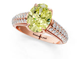 Rose gold Fancy Yellow Oval Cut Diamond Solitaire Ring with Three-Row Pavé Band and Four-Prong Setting_38