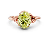 Rose gold Fancy Yellow Oval Cut Diamond Solitaire Ring with Twist Band and Four-Prong Setting_54