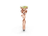 Rose gold Fancy Yellow Oval Cut Diamond Solitaire Ring with Twisted Band and Prong Setting_183