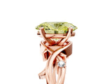 Rose gold Fancy Yellow Oval Cut Diamond Solitaire Ring with Twisted Band and Prong Setting_186