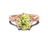 Rose gold Fancy Yellow Oval Cut Diamond Solitaire Twist Band Prong Setting Ring_79