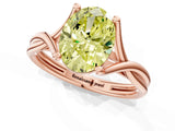 Rose gold Fancy Yellow Oval Cut Diamond Solitaire Twist Band Prong Setting Ring_80