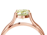 Rose gold Fancy Yellow Oval Cut Diamond Solitaire Twist Band Prong Setting Ring_83