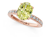 Rose gold Fancy Yellow Oval  Cut Diamond Solitaire with Pave Band and Four-Prong Setting 2