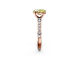 Rose gold Fancy Yellow Oval  Cut Diamond Solitaire with Pave Band and Four-Prong Setting 3