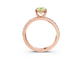 Rose gold Fancy Yellow Oval  Cut Diamond Solitaire with Pave Band and Four-Prong Setting 4