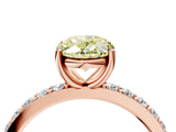 Rose gold Fancy Yellow Oval  Cut Diamond Solitaire with Pave Band and Four-Prong Setting 5