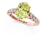 Rose gold Fancy Yellow Oval  Cut Diamond Solitaire with Pave Band and Four-Prong Setting_157