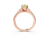 Rose gold Fancy Yellow Oval  Cut Diamond Solitaire with Pave Band and Four-Prong Setting_159