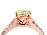 Rose gold Fancy Yellow Oval  Cut Diamond Solitaire with Pave Band and Four-Prong Setting_160