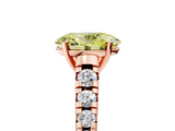 Rose gold Fancy Yellow Oval  Cut Diamond Solitaire with Pave Band and Four-Prong Setting_161