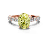 Rose gold Fancy Yellow Oval Cut Diamond Solitaire with Side Stones, Pave Band, Four-Prong Setting_114