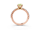 Rose gold Fancy Yellow Oval Cut Diamond Solitaire with Side Stones, Pave Band, Four-Prong Setting_117
