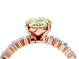 Rose gold Fancy Yellow Oval Cut Diamond Solitaire with Side Stones, Pave Band, Four-Prong Setting_118