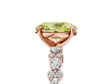 Rose gold Fancy Yellow Oval Cut Diamond Solitaire with Side Stones, Pave Band, Four-Prong Setting_119