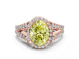 Rose gold Fancy Yellow Oval Cut Diamond Split Shank Halo Ring with Four-Prong Setting_58