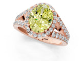 Rose gold Fancy Yellow Oval Cut Diamond Split Shank Halo Ring with Four-Prong Setting_59
