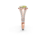 Rose gold Fancy Yellow Oval Cut Diamond Split Shank Halo Ring with Four-Prong Setting_60