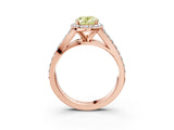 Rose gold Fancy Yellow Oval Cut Diamond Split Shank Halo Ring with Four-Prong Setting_61