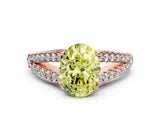Rose gold Fancy Yellow Oval Cut Diamond Split Shank Pavé Engagement Ring with Four-Prong Setting_76
