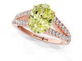 Rose gold Fancy Yellow Oval Cut Diamond Split Shank Pavé Engagement Ring with Four-Prong Setting_77