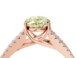 Rose gold Fancy Yellow Oval Cut Diamond Split Shank Pavé Engagement Ring with Four-Prong Setting_80
