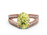 Rose gold Fancy Yellow Oval Cut Diamond Split Shank Ring with Pavé Band and Four-Prong Setting_61