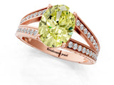 Rose gold Fancy Yellow Oval Cut Diamond Split Shank Ring with Pavé Band and Four-Prong Setting_62