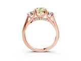 Rose gold Fancy Yellow Oval Cut Diamond Three-Stone Engagement Ring with Prong Setting and Pavé Band_3