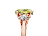 Rose gold Fancy Yellow Oval Cut Diamond Three-Stone Engagement Ring with Prong Setting and Pavé Band_5