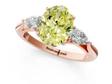 Rose gold Fancy Yellow Oval Cut Diamond Three-Stone Ring with Pear Side Stones and Four-Prong Setting_61