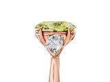 Rose gold Fancy Yellow Oval Cut Diamond Three-Stone Ring with Pear Side Stones and Four-Prong Setting_65