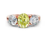 Rose gold Fancy Yellow Oval Cut Diamond Three-Stone Ring with Prong Setting and Classic Band_111