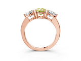 Rose gold Fancy Yellow Oval Cut Diamond Three-Stone Ring with Prong Setting and Classic Band_114