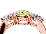 Rose gold Fancy Yellow Oval Cut Diamond Three-Stone Ring with Prong Setting and Classic Band_115