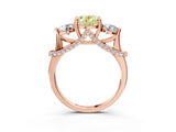 Rose gold Fancy Yellow Oval Cut Diamond Three-Stone Ring with Prong Setting and Pavé Band_3