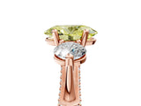 Rose gold Fancy Yellow Oval Cut Diamond Three-Stone Ring with Prong Setting and Pavé Band_5