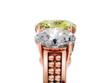 Rose gold Fancy Yellow Oval Cut Diamond Three-Stone Ring with Prong Setting and Textured Band_5