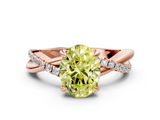 Rose gold Fancy Yellow Oval  Cut Diamond Twist Band Solitaire with Prong Setting_45