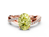 Rose gold Fancy Yellow Oval  Cut Diamond Twisted Band Engagement Ring with Prong Setting_3