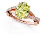 Rose gold Fancy Yellow Oval  Cut Diamond Twisted Band Engagement Ring with Prong Setting_4