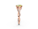 Rose gold Fancy Yellow Oval  Cut Diamond Twisted Band Engagement Ring with Prong Setting_5
