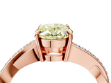 Rose gold Fancy Yellow Oval  Cut Diamond Twisted Band Engagement Ring with Prong Setting_7