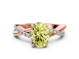 Rose gold Fancy Yellow Oval  Cut Diamond Twisted Band with Pavé Setting and Four-Prong Setting_14