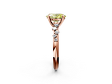 Rose gold Fancy Yellow Oval  Cut Diamond Vine Band with Four-Prong Setting_73
