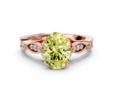 Rose gold Fancy Yellow Oval  Cut Diamond with Milgrain Marquise and Bezel Accents on a Solitaire Band with Prong Setting_197