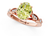 Rose gold Fancy Yellow Oval  Cut Diamond with Milgrain Marquise and Bezel Accents on a Solitaire Band with Prong Setting_198